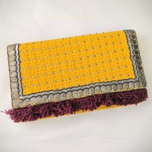 ✨BRAND NEW✨Mustard Yellow Boho Chic Clutch Purse